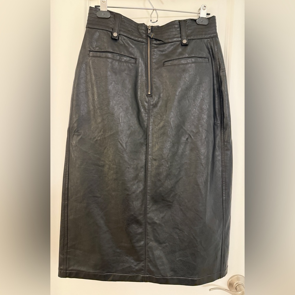 Pilcro Faux Leather Moto Midi Skirt